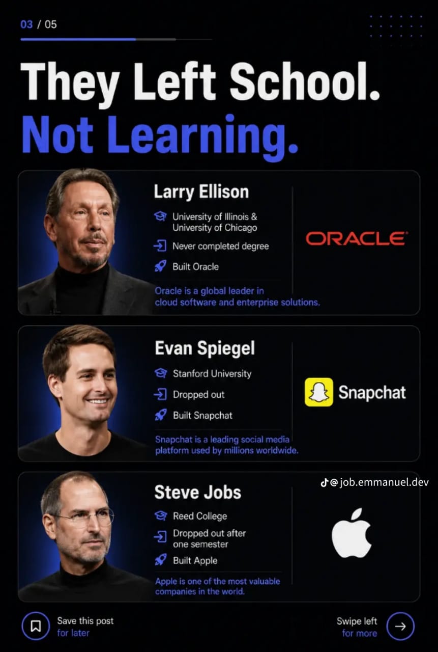 Founders who continued learning after leaving formal education
